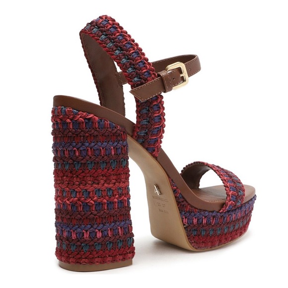 NWOT Arezzo Mya Crochet Block High Heel Sandals - Picture 4 of 11